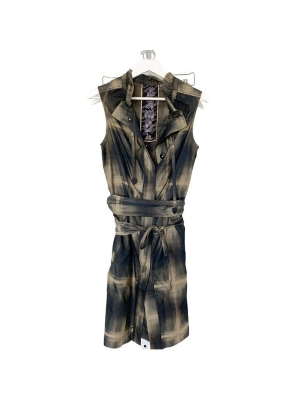 Lamb Gold Sheen Belted Sleeveless Dress